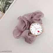 Stylish scrunchies whit rubber band women watch
