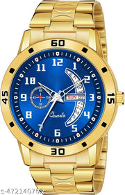 Day n Date Men Stylish Analog Latest Watches Combo - Set of 2 - GOLD-4-AND-GOLD-4