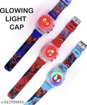 Dreamy Soft Rubber Silicone Light with Spinner Cartoon Cap Cover Digital Kids Watch Non Breakable Wrist Watch - Pack of 1 Watch