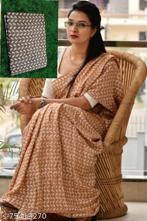 NEW SUMMER HAND BLOCK PRINTED COTTON MULMUL SAREE WITH UNSTITCHED BLOUSE PIECE