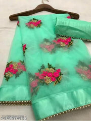 Attractive Heavy Net Embroidered Saree