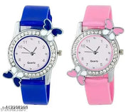 Girls and Woman Watch Gorgoues Butterfly Diamond & Fancy Wrist Types Professional Looking Party Wear Fashionable Watch Analog Watch For Girls Birthday Gift buy 1 get 1 free combo