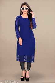 Elegant Net Fabric Embroidered Kurti for Women