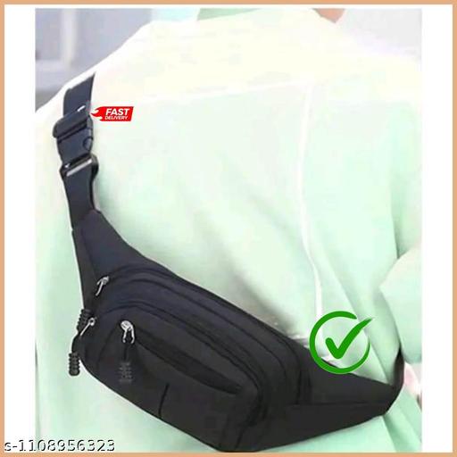 Black Travel Waist Bag | Multi Pocket Sling Belt Bag