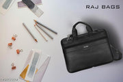 Raj Bags Office Laptop Synthetic Leather Executive Formal 15.6 inch Laptop & MacBook Briefcase Messenger/Office/Travel/Business Bag for Men Women with Multiple compartments Black Color