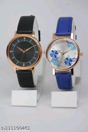 Best Quality Flower Designer with Star Designer Round Dial Leather Belt Analog Watches combo for women watches combo for girls watches combo Pack of 2