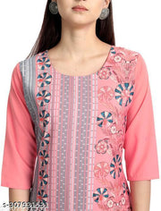 Polyster/Crepe fabric-Stylish Printed 4 Kurti On Lowest Price & Best Quality