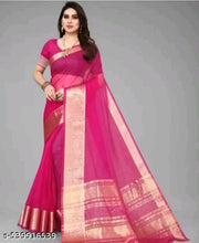 Organza Pink Silk Saree