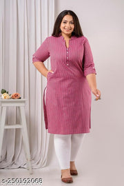 Neerupam Collection Women Pure Cotton Straight Kurti | Pink Cotton Kurti | Casual Wear Kurti| 44" Length Kurti| Long Kurti | Kurti For Girls | Plus Size Kurti