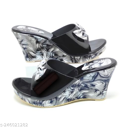 Habiwa Flwoar Print Casual Wedges Heel For Women And College Girl
