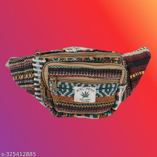 MYRIAD waist hemp bag Natural Hemp Belt Bag: Your Essential Companion Unisex Hemp Waist Bag: Functional and Fashionable Size-(30 x 12 CM)