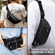 Waist Bag Men & Women Side Pouch for Travel & Sports Waterproof Adjustable Strap Waist Bag  (Black)