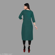 Straight Plain Casual Ethnic Plain A-Line American Crepe Fabric Light Weight Kurtis For Daily Use in Low Price