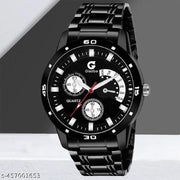 Black Stainless Steel Chain Analog Watch - For Men