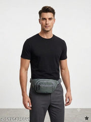 Stylish Grey Nylon Waist Bag for Men & Women | Lightweight Multi-Zipper Fanny Pack nylon belt bag, mens waist bag, womens fanny pack, water resistant waist pouch, hiking waist bag, outdoor travel pouch