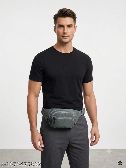 Stylish Grey Nylon Waist Bag for Men & Women | Lightweight Multi-Zipper Fanny Pack nylon belt bag, mens waist bag, womens fanny pack, water resistant waist pouch, hiking waist bag, outdoor travel pouch