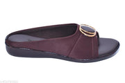 New SHAMAMA Flat Sandals Brown Slipper for Women , Women's Fashion Sandal Leather, Comfortable & Stylish Wedges for Casual & Formal Occasions, Comfortable Lycra Slippers For Women, Flats for Women Stylish Latest Girls Sandals