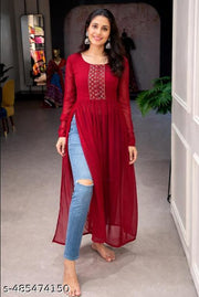 Lining Printed Naira Cut Kurti For Womens
