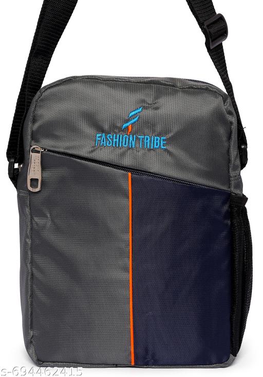 Fashion Tribe unisex cross-Body sling bag messenger bag shoulder bag pouch for men and women (GREY&BLUE)