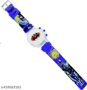 Digital Dial Cartoon Revolving Cap Glowing Light Cartoon Printed Strap Colorful Kids Watch for Boys & Girls /BATMAN
