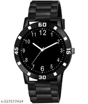 Black Dial Black PU Strap With King Bracelet combo Watch For Boys And men