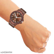 Branded Analog Dial Pu Belt Unisex Boy's & Men's Watch