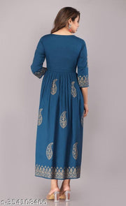 Elevate your ethnic wardrobe /women rayon Anarkali printed Kurti