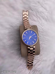 Premium Luxury Rose Gold Women's Wristwatch with Blue Dial | Stylish Analog Bracelet Watch for Girls & Ladies |  Party Wear & Casual Fashion Timepiece