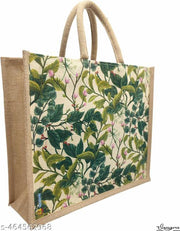 Sangra Eco-Friendly Jute Multipurpose Handbag with Zipper | Stylish & Versatile All-Over Print Bag (Pack of 2)