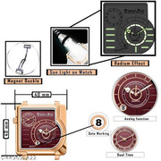 Dual Time Date Display Radium Dial  Magnetic Belt Analog Watch For Men_C31k