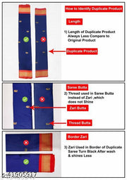 Sanskar Traditional Paithani Cotton Silk Sarees With Contrast Blouse Piece (Navy & Red)