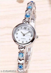 new fashionable white diamond chronograph design silver dial watch for womens Analog Watch - For Girls