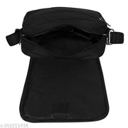 LOREM Mink Black Casual PVC Coated Matty Fabric Cross Body Sling Bag For Men SL09