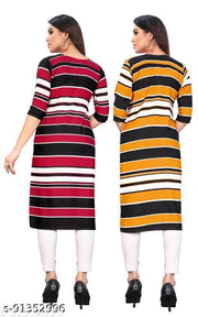 KILLARI Women Printed Straight Kurtis (Combo of 2)