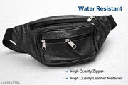 Stylish PU Leather Waist Bag with Multiple Zipper Pockets