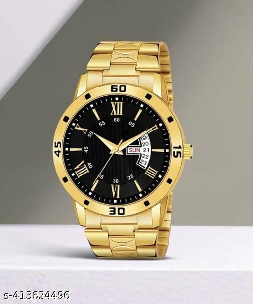 HMRT New Look Date & Day Function Gold Analog Watch For Men & Boys