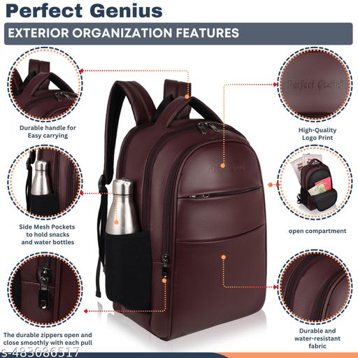 PERFECT GENIUS Multi-Purpose Leather Foam Backpack | School & Office Bag for Men & Women
