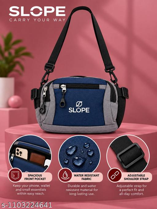 SLOPE Waist Bag for Men & Women | Stylish Unisex Fanny Pack, Belt Bag & Hip Bag | Compact Travel, Running, Gym & Daily Use Pouch | Adjustable Crossbody Sling Bag I Blue
