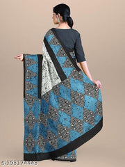 Jaipuri Hand Block Printed Soft Cotton Mulmul Saree ,Sanganeri Cotton Malmal Saree, Bagru Cotton Saree, Batic / Batik Print Cotton saree In Super Fine 92*80 Fabric Quality With Attached Blouse Piece for Woman