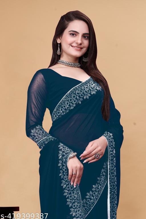 Diamond work Traditional Fancy Saree | Party Wear saree | Wedding saree | Georgette saree
