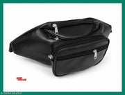 K London Stylish Leather Black Waist Bag for Men & Women | Multi-Pocket Travel Fanny Pack with Adjustable Strap | Stylish Black Waist Pouch for Travel, Hiking, Outdoor & Daily Use