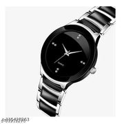 Round Studded Dial Metalic Bracelet Chain Strap Wrist Watch for Men and Boys