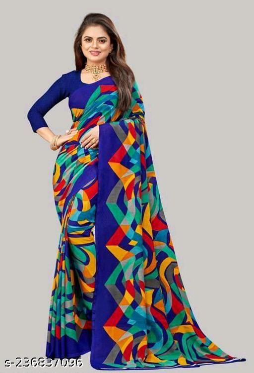 Trendy Floral Printed Everyday Wear Saree with Unstitched Blouse Piece