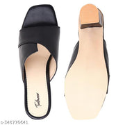Heeled Sandals Square Toe Sandals Slip On Fashion Wedding Chunky Block Mule Heels for Women