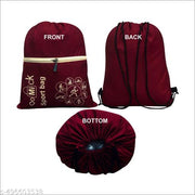 Polyester Waterproof Drawstring Multipurpose use Backpack Light Weight/Washable/Reusable With Zip pocket Reusable for Men Women (39X34 CM) COLOR BROWN PACK OF 1
