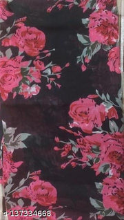 half and half georgette pink Saree with blouse