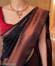 Embellished Litchi  Silk Saree For Women