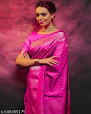 Moiety  Soft Banarasi Silk Saree With Panoply Blouse Piece