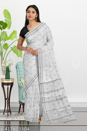 Tant Pure Cotton Old Women special Inch pink Saree
