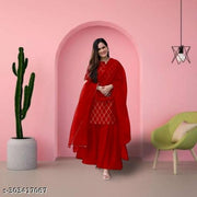 Women's Beautiful Rayon Printed Round Neck Kurta And Sharara With Net Dupatta Set